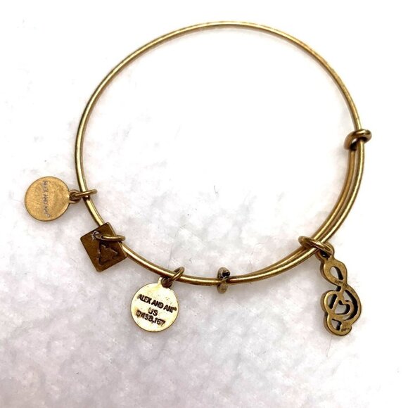 Alex and Ani Musical Note Charm Bracelet - Gold, Expands 2"- 3.5" - Picture 2 of 2